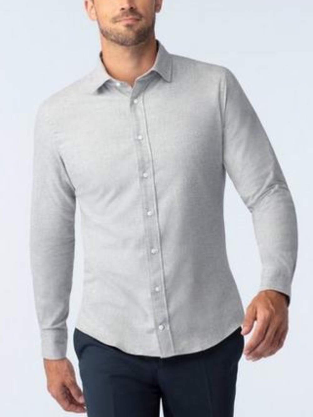 Grey Button Up Dress Shirt with Collar | Size XL